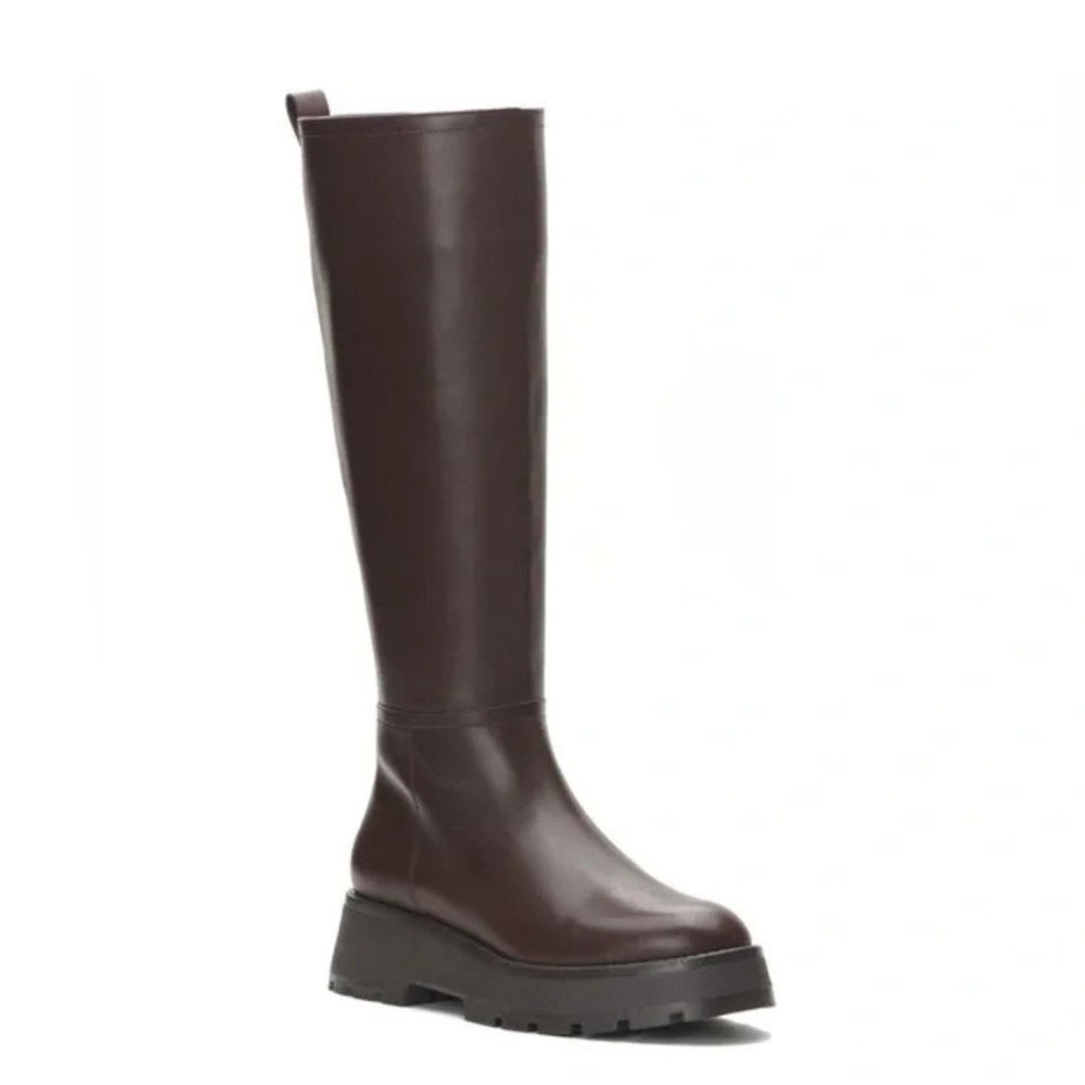 Vince Camuto‎ Women's Nettrio Leather Side Zip Over The Knee Boots Brown 5.5